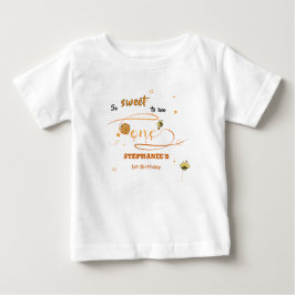 Camiseta Para Bebê Tão Doce Para Ser Uma Abelha Linda 1º Aniversário