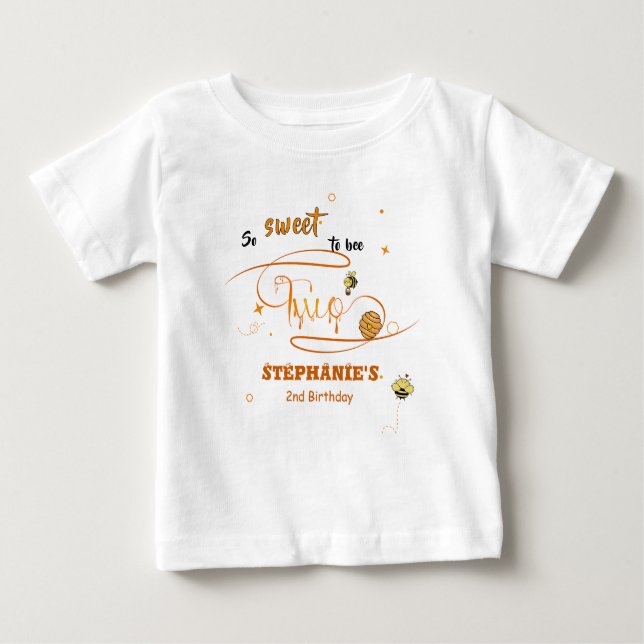 Camiseta Para Bebê Tão Doce Ser Duas Abelhas Lindas Abelha 2º Anivers (Frente)