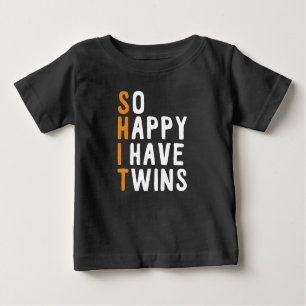 Camiseta Para Bebê Tão Feliz Que Tenho Gêmeos
