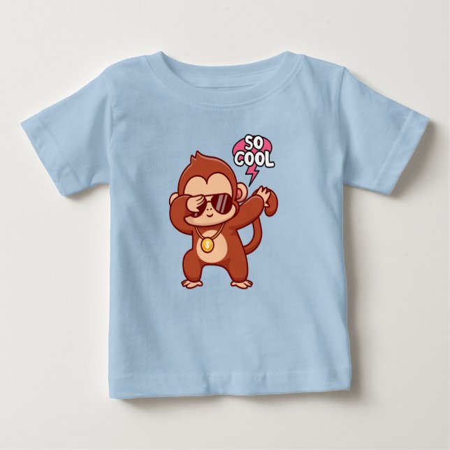 Camiseta Para Bebê tão legal macaco (Frente)