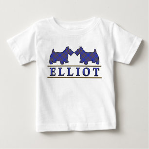 Camiseta Para Bebê Tartan do Clã Escocês Elliot Scottie Dogs