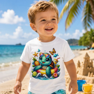 Camiseta Para Bebê Tartaruga bebê está flutuando com estilo neste ver