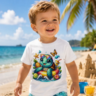 Camiseta Para Bebê Tartaruga bebê está flutuando com estilo neste ver