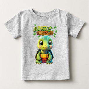 Camiseta Para Bebê Tartaruga Caixa de Diversão Animal de Jardim Zooló