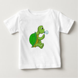 Camiseta Para Bebê Tartaruga com bolhas de sabão