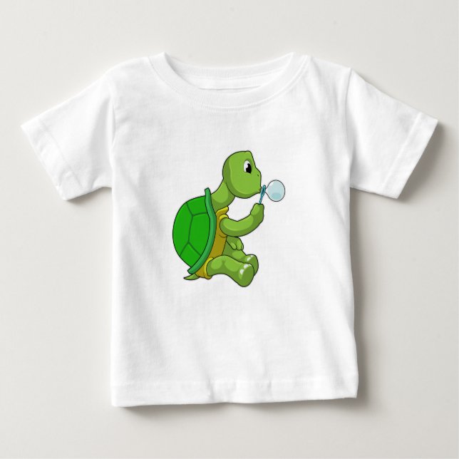 Camiseta Para Bebê Tartaruga com bolhas de sabão (Frente)
