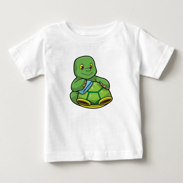 Camiseta Para Bebê Tartaruga com Casca & Pano de Limpeza (Frente)