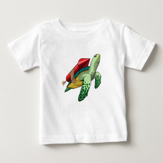 Camiseta Para Bebê Tartaruga com foguete (Frente)
