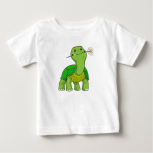 Camiseta Para Bebê Tartaruga com margarida