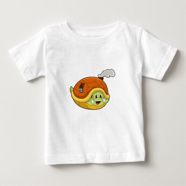 Camiseta Para Bebê Tartaruga com Shell como Casa (Frente)