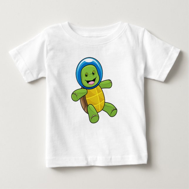 Camiseta Para Bebê Tartaruga como astronauta com bola de vidro (Frente)