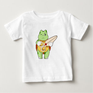 Camiseta Para Bebê Tartaruga como cabeceira com tesoura