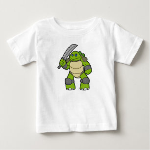 Camiseta Para Bebê Tartaruga como Guerreira com Espada