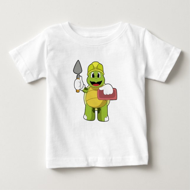 Camiseta Para Bebê Tartaruga como Mason com Pedra (Frente)