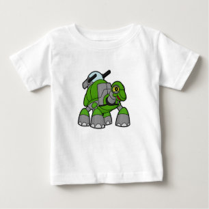 Camiseta Para Bebê Tartaruga como Robô com Canhões