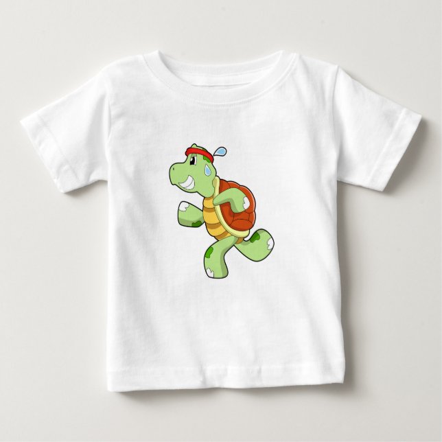 Camiseta Para Bebê Tartaruga como Runner (Frente)