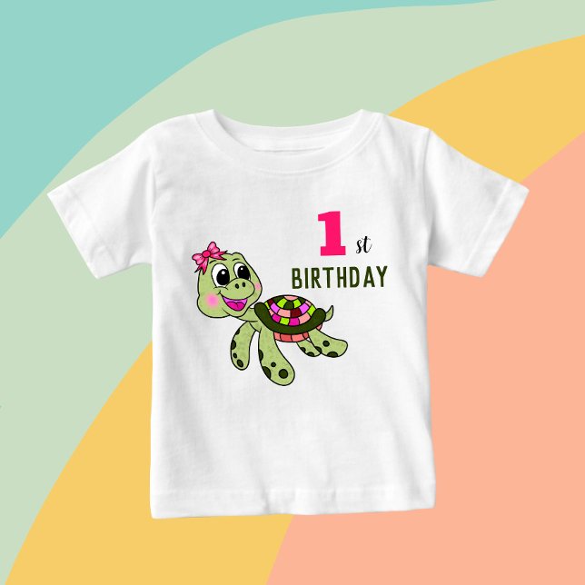 Camiseta Para Bebê Tartaruga de aniversário  (Criador carregado)