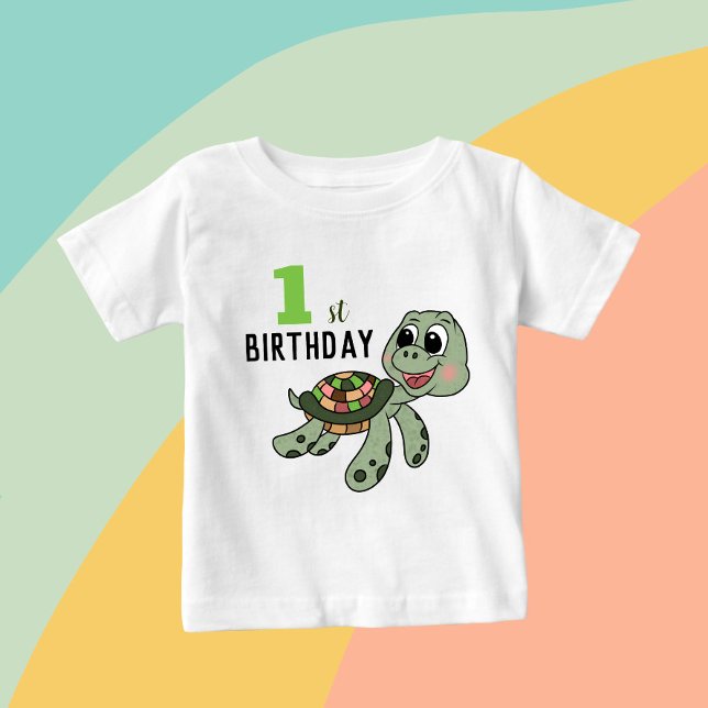 Camiseta Para Bebê Tartaruga de aniversário (Criador carregado)