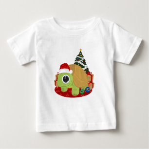 Camiseta Para Bebê Tartaruga de Natal