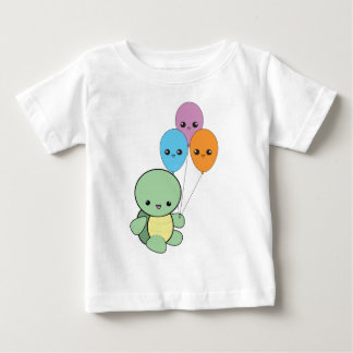 Camiseta Para Bebê Tartaruga do bebê com balões do kawaii