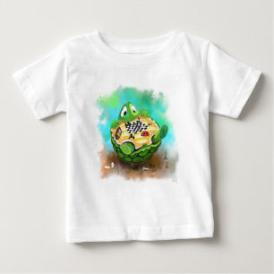 Camiseta Para Bebê Tartaruga e Ladybug Tocando Xadrez Bebê T-Shirt Di