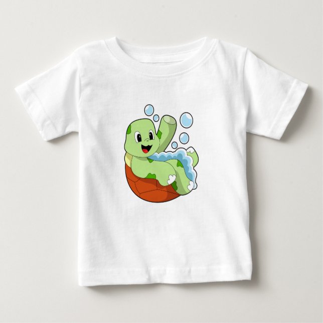 Camiseta Para Bebê Tartaruga em banho com espuma (Frente)