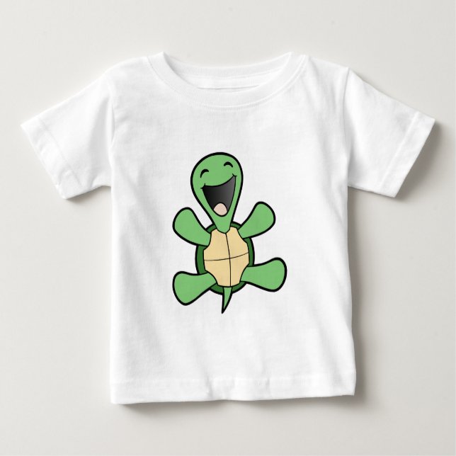 Camiseta Para Bebê Tartaruga feliz (Frente)
