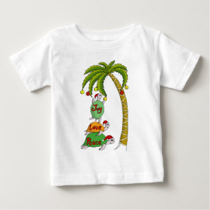 Camiseta Para Bebê Tartaruga havaiana Santa do Natal