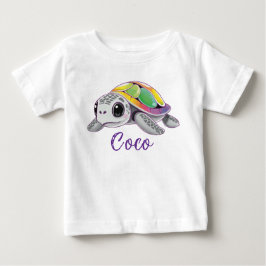 Camiseta Para Bebê Tartaruga Marinha Explosão de Cor