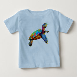 Camiseta Para Bebê Tartaruga Marinha Multicolor