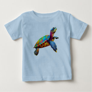 Camiseta Para Bebê Tartaruga Marinha Multicolor
