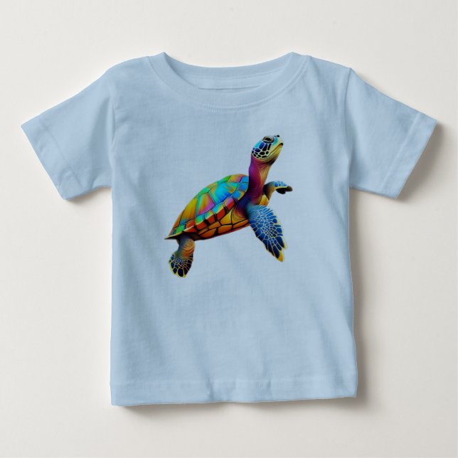 Camiseta Para Bebê Tartaruga Marinha Multicolor (Frente)