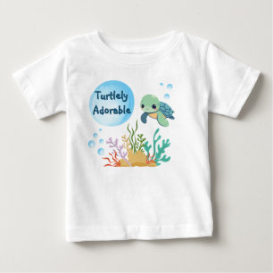Camiseta Para Bebê Tartaruga Marinha Pequeno Filhote Turtlemente Ador