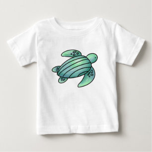 Camiseta Para Bebê tartaruga marinha pintada aquarela desenho animado