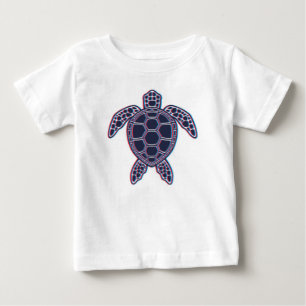 Camiseta Para Bebê Tartaruga Marinha Vermelha E Azul Anaglyfe 3D Efei