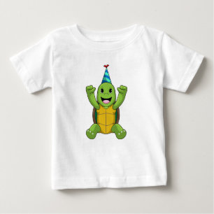 Camiseta Para Bebê Tartaruga no Aniversário com chapéu do Partido