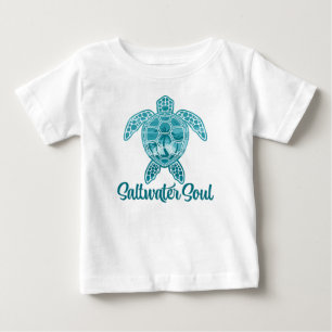 Camiseta Para Bebê Tartaruga Tropical de Soul com Palmeiras