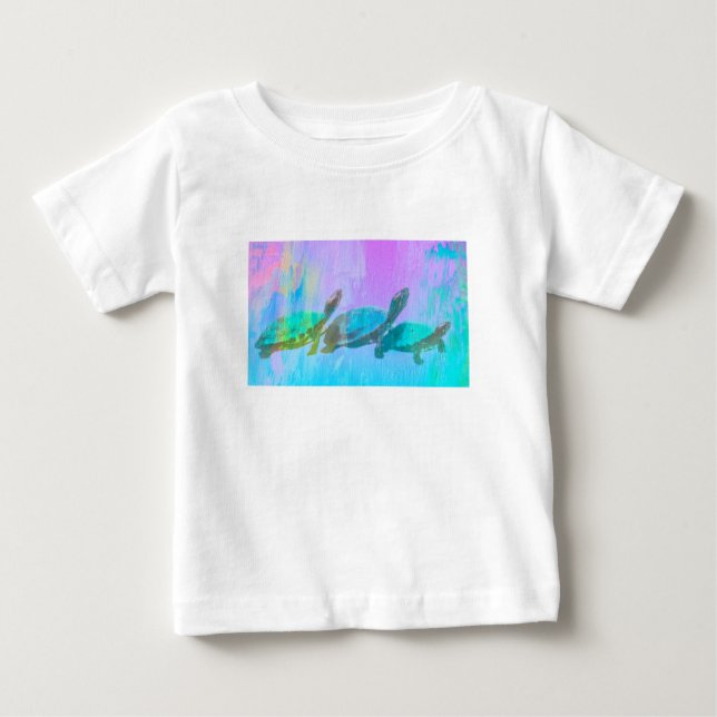 Camiseta Para Bebê tartarugas de neon (Frente)