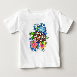 Camiseta Para Bebê Tartarugas do mar tropical T-shirt Toddler