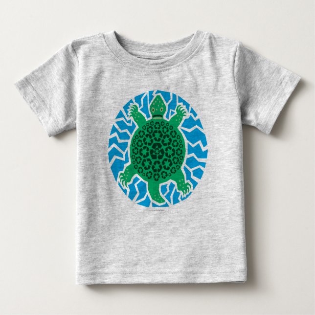 Camiseta Para Bebê Tartarugas marinhas, Reciclagem (Frente)