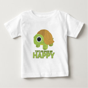 Camiseta Para Bebê Tartarugas Me Fazem Feliz