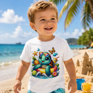 Camiseta Para Bebê Tartaruguinha está flutuando com estilo neste verã