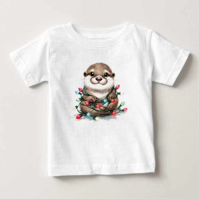 Camiseta Para Bebê Tarte de Natal Adorável (Frente)