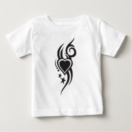 Camiseta Para Bebê Tatuagem de Coração Floral Ornamental