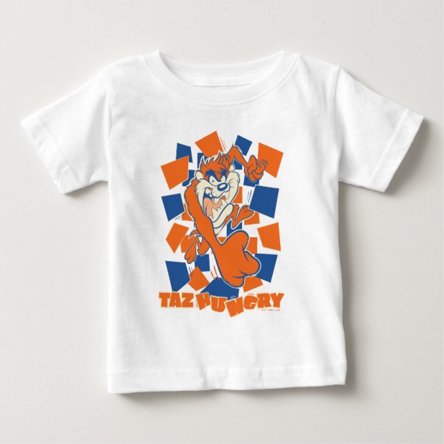Camiseta Para Bebê TAZ™ Hungry Smashing Através do Checker (Frente)