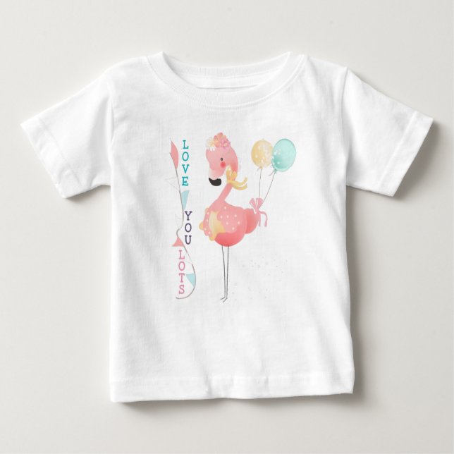 Camiseta Para Bebê Te Amo Muito Frio Flamingo Rosa (Frente)