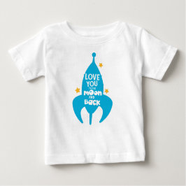 Camiseta Para Bebê Te Amo Na Lua E Volta, Foguete, Estrelas