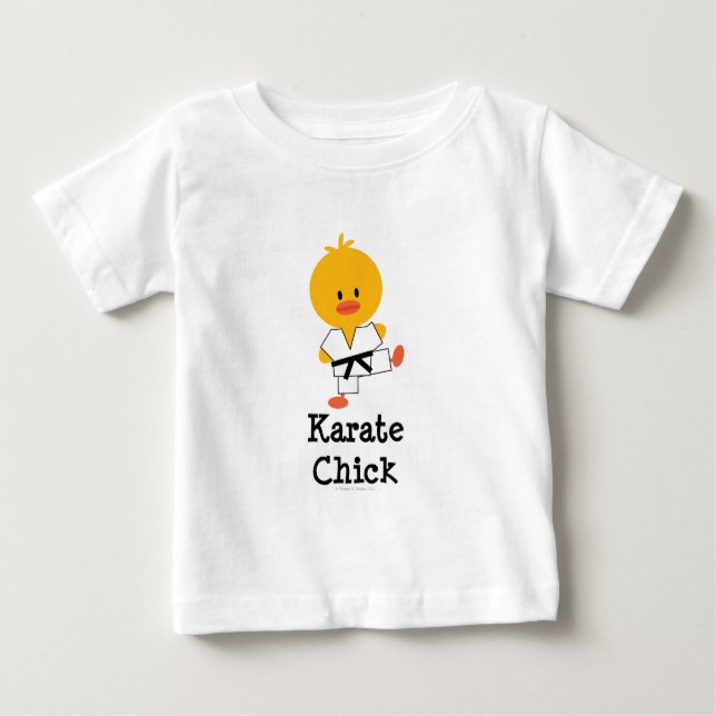 Camiseta Para Bebê Tea da Criança do Karate Pintinho (Frente)