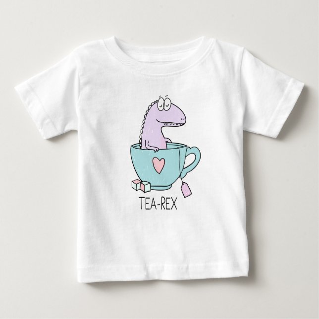 Camiseta Para Bebê Tea Rex Dinosaur (Frente)