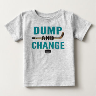 Camiseta Para Bebê Teal Blue Dump and Change Hockey Baby